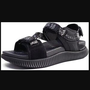 KuaiLu Womens Orthopedic Walking Sandals Recovery Sport Sandals - Black Size 7.5